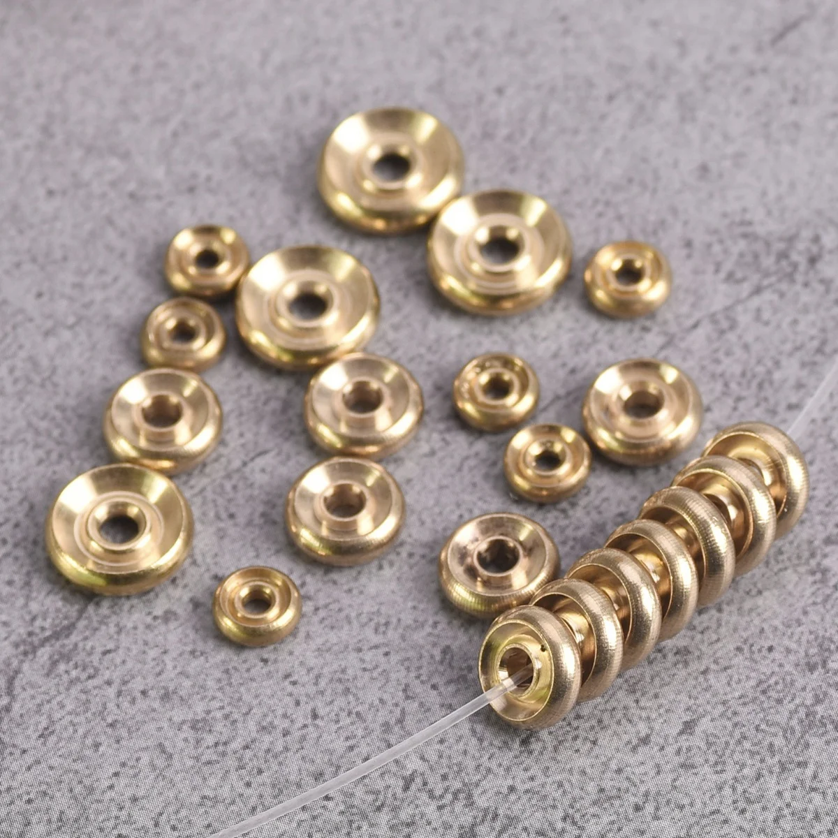 30pcs Flat Round Rondelle 6mm 8mm 10mm Solid Brass Metal Light Gold Color Loose Spacer Beads lot for Jewelry Making Findings muslady brass b flat baritone bb wind instrument gold lacquer surface