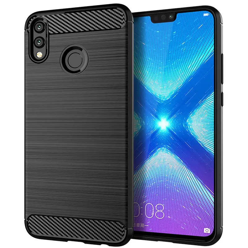 

Matte Silicone Case for Honor 8X TPU Shockproof Carbon Fiber Soft Back Cover for honor 8x Huawey Anti-knock frosted case