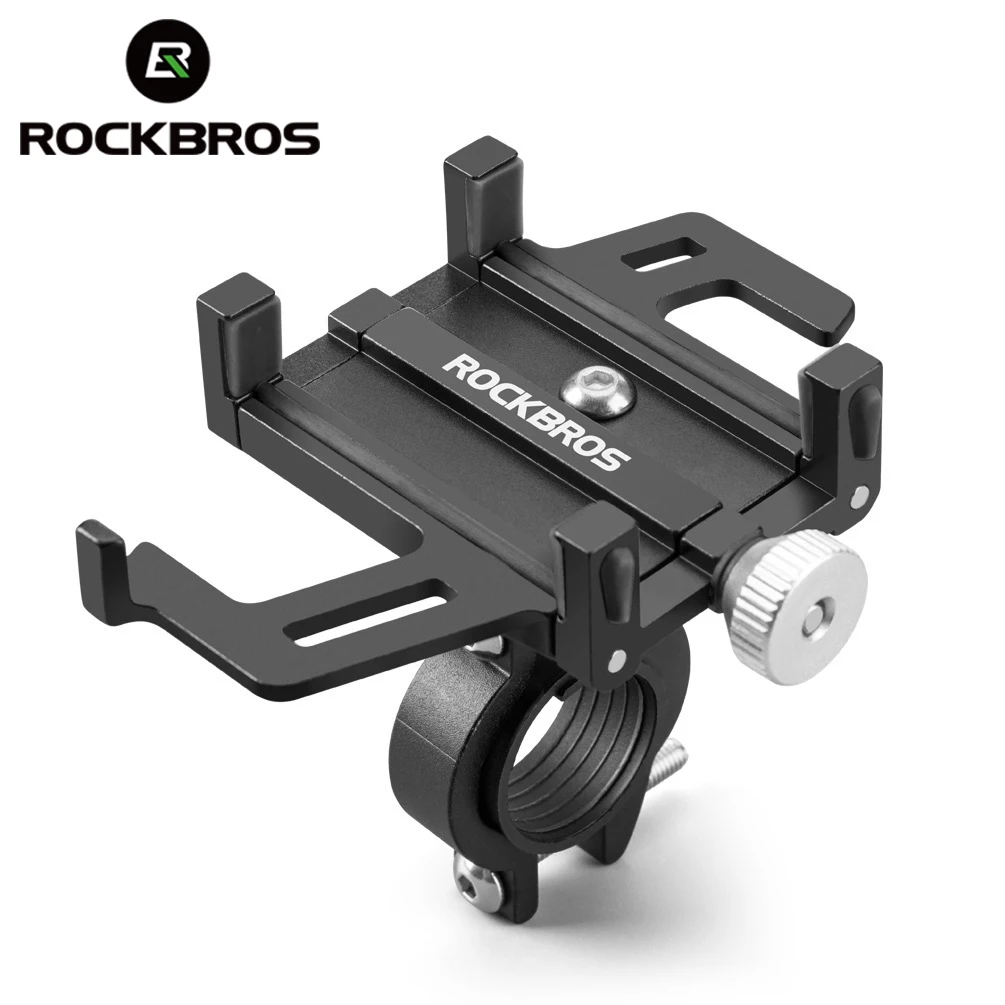 

ROCKBROS Universal Bicycle Phone Holder Aluminum Alloy Shockproof Motorcycle Cycling Bike Mobile Phone Stand Bracket GPS Clip