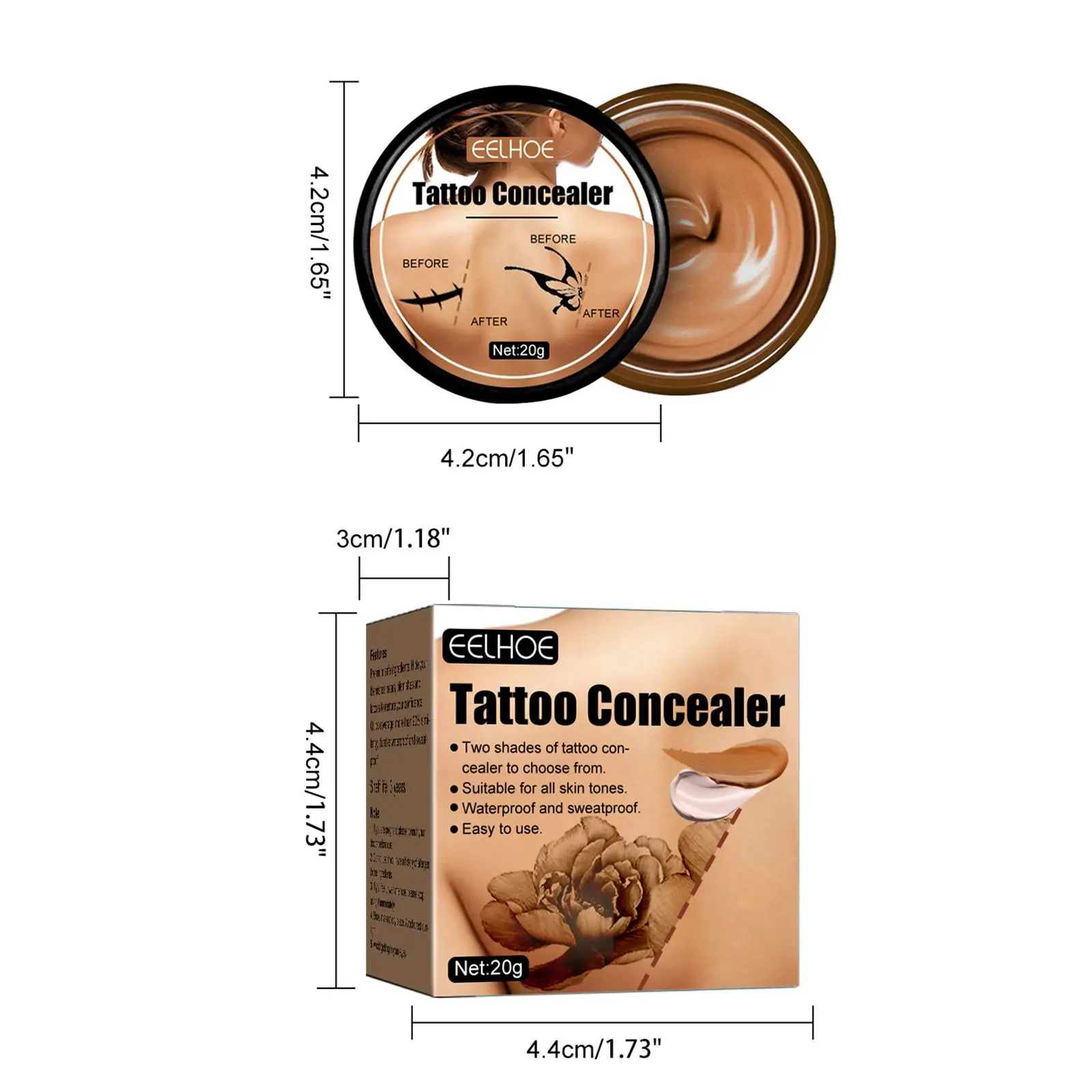 New High-end 20g Tattoo Concealer Cream Waterproof Tattoo Concealer For Dark Spots Scars Natural Finish Foundation Skin Care 6