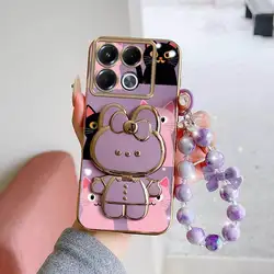 Lovely Heart Phone Case Set with Lanyard and Stand for Infinix Note 40 (PURPLE)