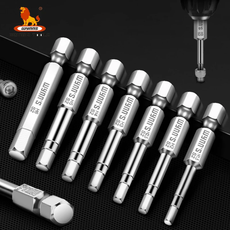 

WYNNS 2/5/10 Pcs Hex Head Allen Wrench Drill Bit Set H2-6 Hex Shank Magnetic Screwdriver Bits for Electric Drill Screw Driver