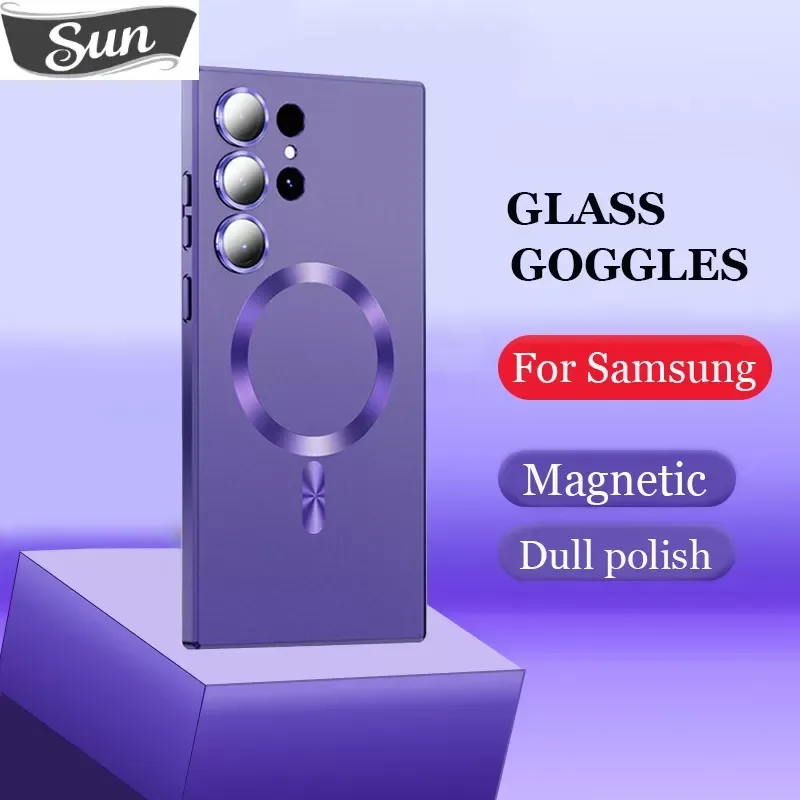 Metallo Opaco Per Magsafe Custodia Di Ricarica Wireless Magnetica Per Samsung S23 S22 S21 S20 Fe Plus Note 10 20 Ultra Z-Flip 3 4 5G Cover