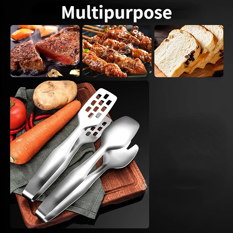 Stainless steel food tongs kitchen utensils buffet cooking tools heat-proof bread clip pastry cutlery