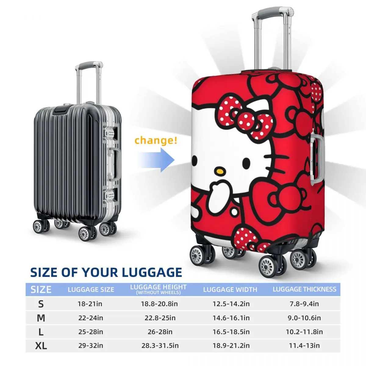 Hello Kitty Red Bow Tie Suitcase Cover Strectch Cruise Trip Protection Luggage Accesories Flight 6