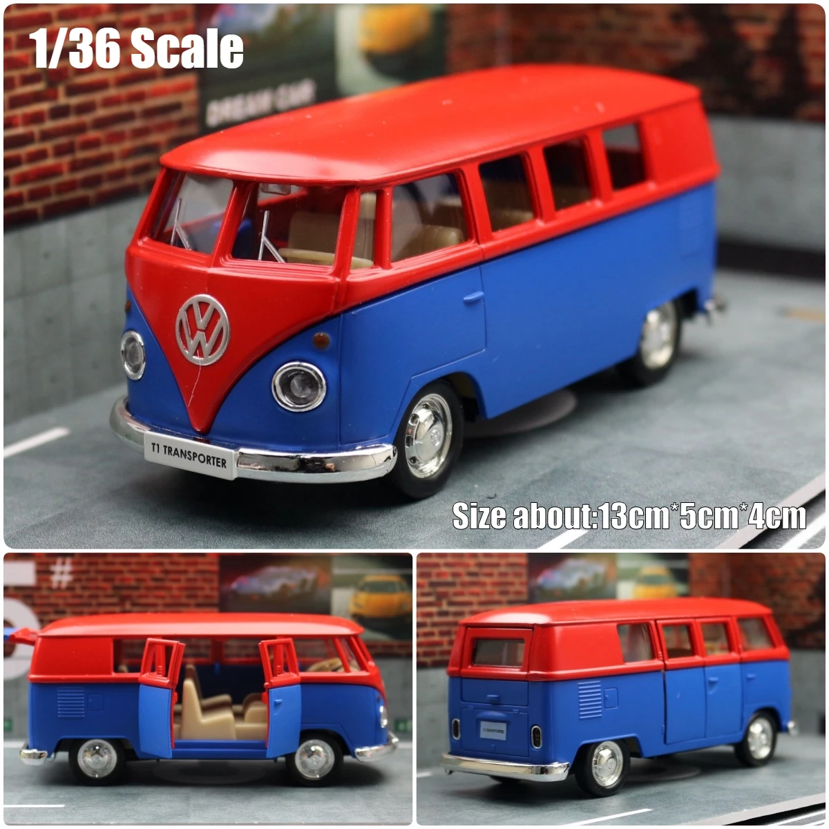 1/36 Volkswagen T1 Samba Bus Toy For Children RMZ City Classical