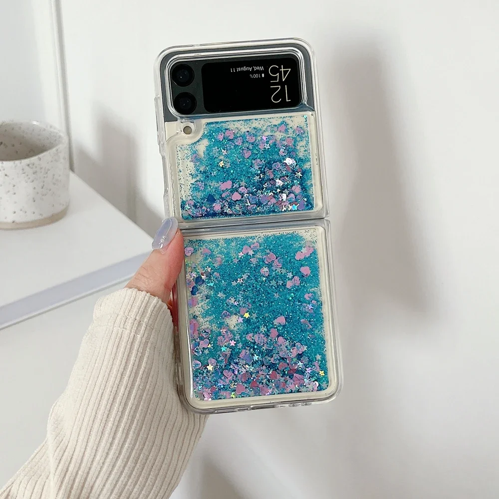 Luxury Gradient Glitter Quicksand Love Heart Bling Case for Samsung Galaxy Z Flip Series