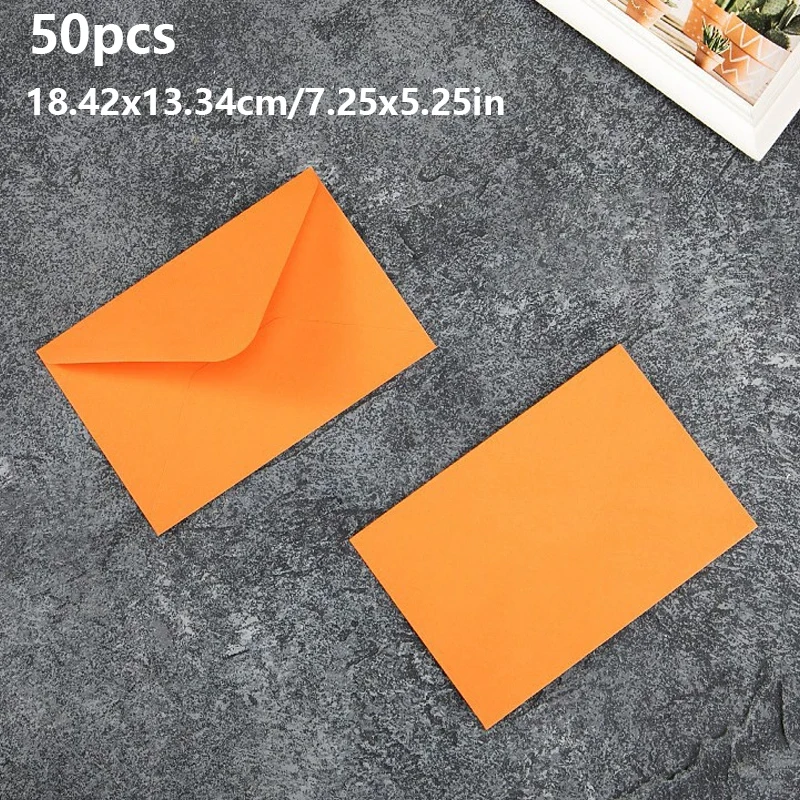 50pcs/lot 18.42x13.34cm Envelope Small Business Supplies 120g Paper Invitations Postcards Letters Bag Wedding Stationery Storage