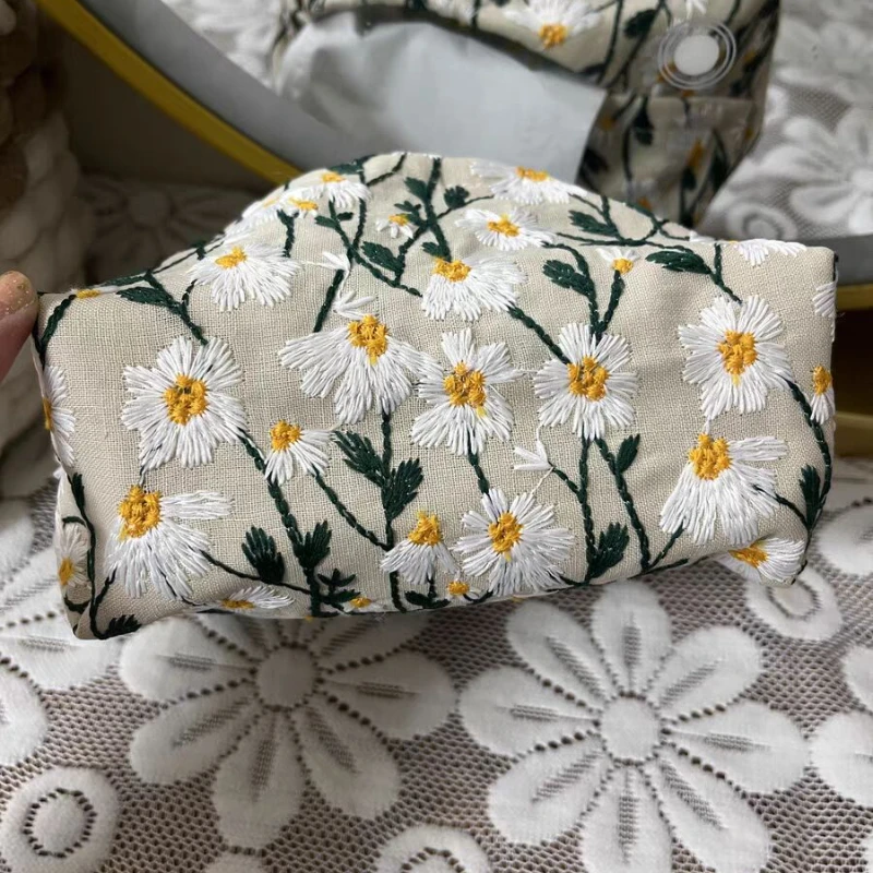 Daisy Tissue Box Living Room Home Coffee Table Paper Drawer New Chinese Napkin Box Set Embroidered Flowers Car Tissue Box 4
