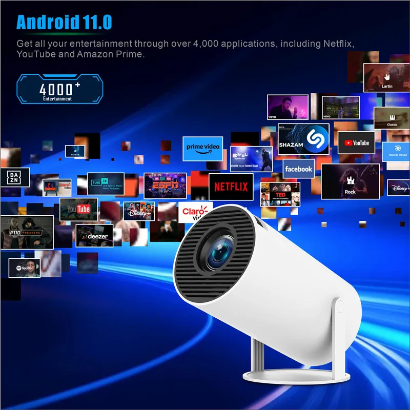 Lue's House HY300 Pro Projector Android11 4K 1280*720P Dual Wifi 260ANSI Video Cinema Outdoor Portable Outdoor Home HD LED Projector - Image 4