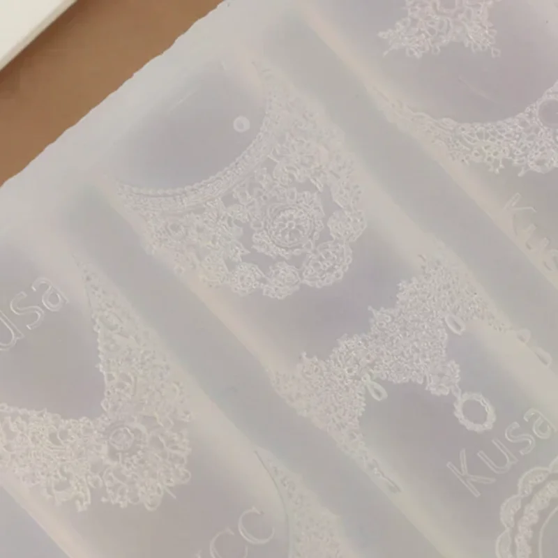 여성용 투명 레이스 네일 몰드, 실리콘 엠보싱 디자인 레이스 네일 스텐실 전문..