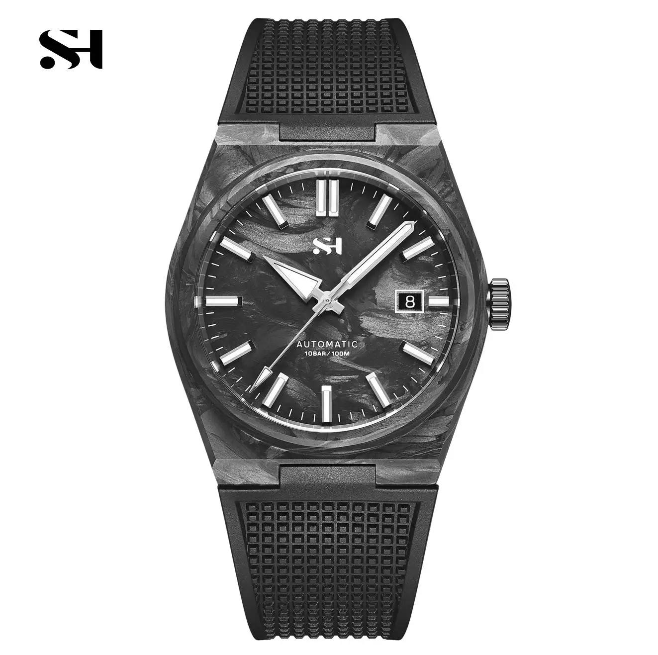 2024 New 40mm Carbon Automatic Watch Luxury 100m Waterproof