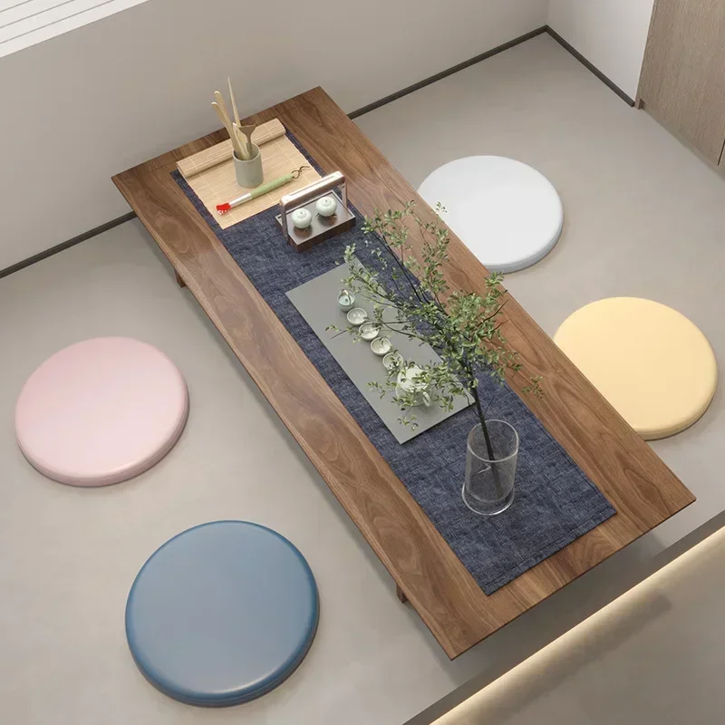 Round Imitation Leather Oil-proof Dining Chair Cushion Waterproof Easy Cleaning Bar Stools Cushions Non-slip Memory Foam Pad 2