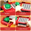 36-63pcs Pretend Play Calculator Cash Register Toy Supermarket Shop Cashier Registers with Scanner Shopping Toys Gifts for Kids 3