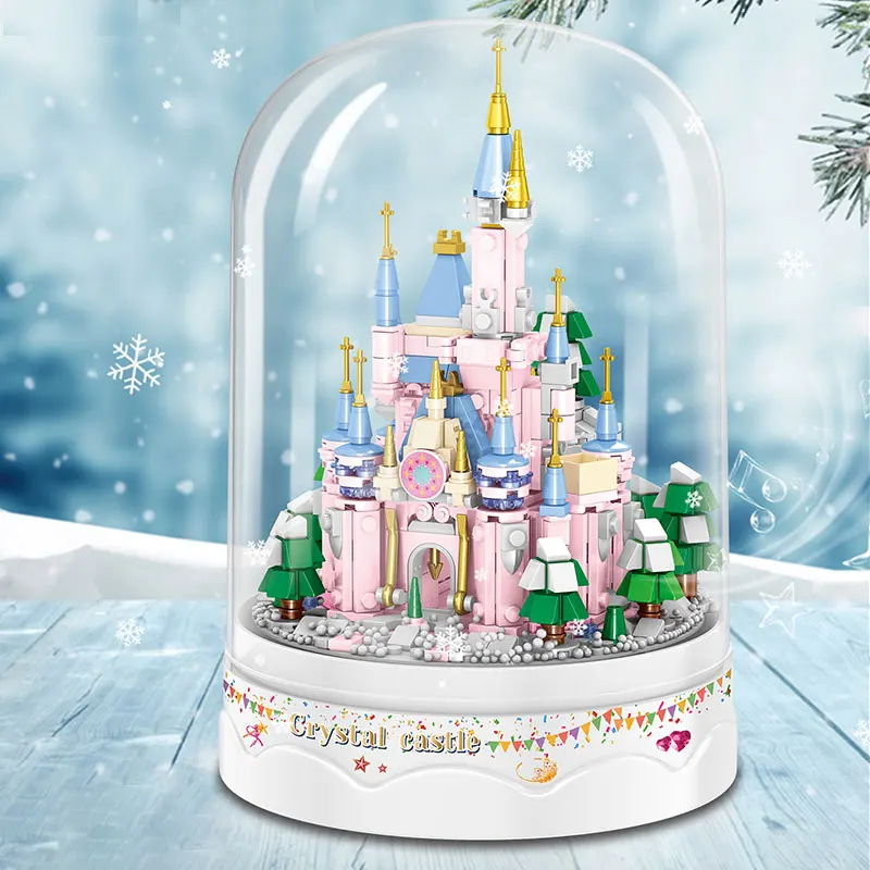 

546PCS Mini Ideas Music Box Fairy Tale Crystal Castle Light MOC Castle Model Building Blocks Bricks Birthday DIY Toys For Gifts