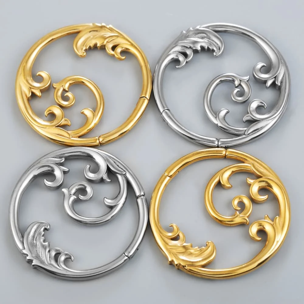 Giga 1/2 Stück 4MM Edelstahl Meereswellen-Ohrhänger Gewichtsmessgeräte Verschluss-Ohrringe Piercing Körperschmuck Expander Stylisch – Detail 10