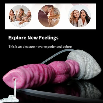 Soft Silicone Squirting Dog Dildo With Syringe Big Cock Suction Cup Dildo for Women Sexy Toys Anal Plug for Men Anal Massager 4