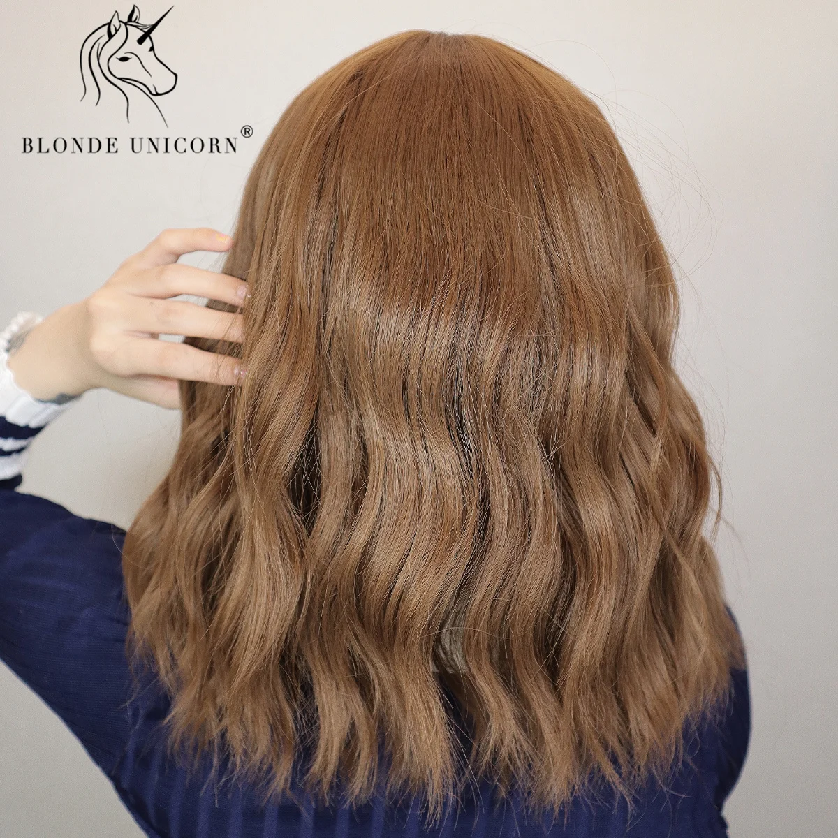 Blonde Unicorn Ombre Brown Short Bob Wigs with Bangs Party Cosplay Halloween Natural Hair Synthetic Heat Resistant Fiber