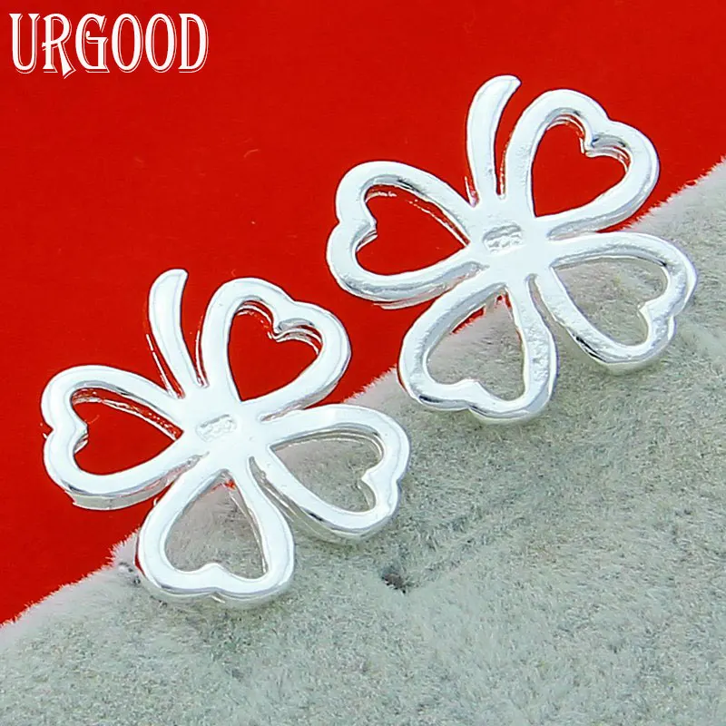 925 Sterling Silver Four-Leaf Clover Earrings For Women Party Engagement Wedding Charm Gift Fashion Jewelry