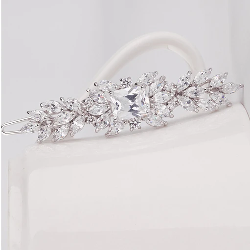 LUOTEEMI New Fashion Sweet Rainbow Color Hair Clips Pins AAA Cubic Zironia Hair Barrettes For Women Wedding Bridal Hair Jewelry