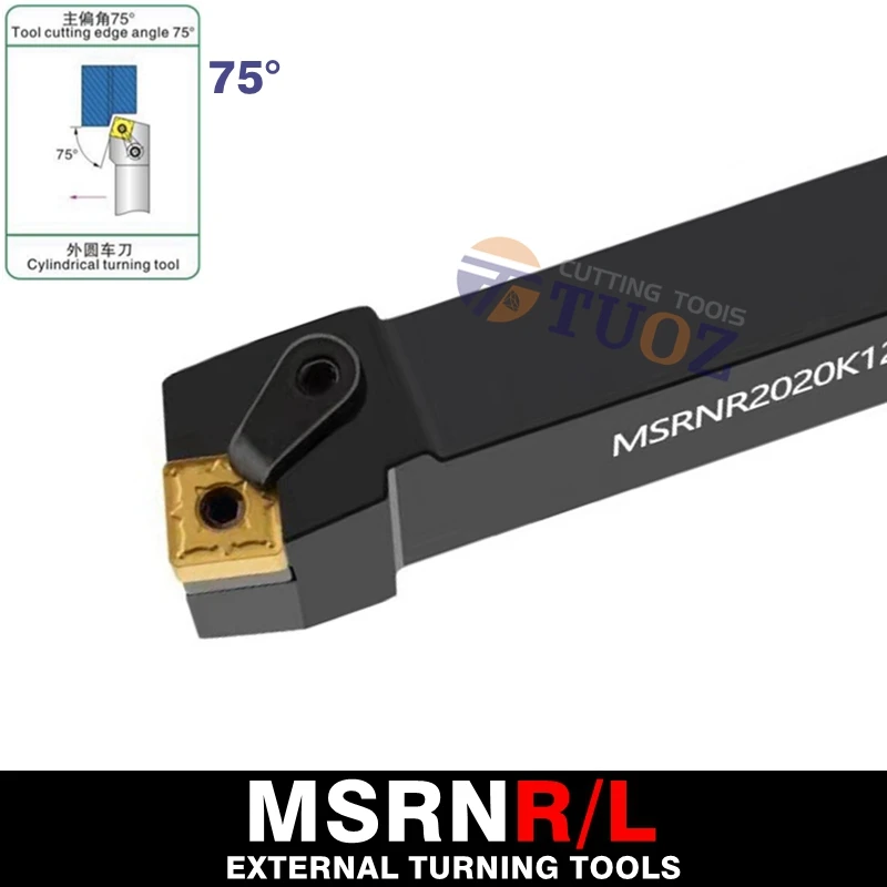 

TUOZ External Turning Tool MSRNR MSRNL MSRNR2020K12 MSRNL2020K12 2020K12 20MM Turning Lathe Tool Holder for SNMG12 Inserts