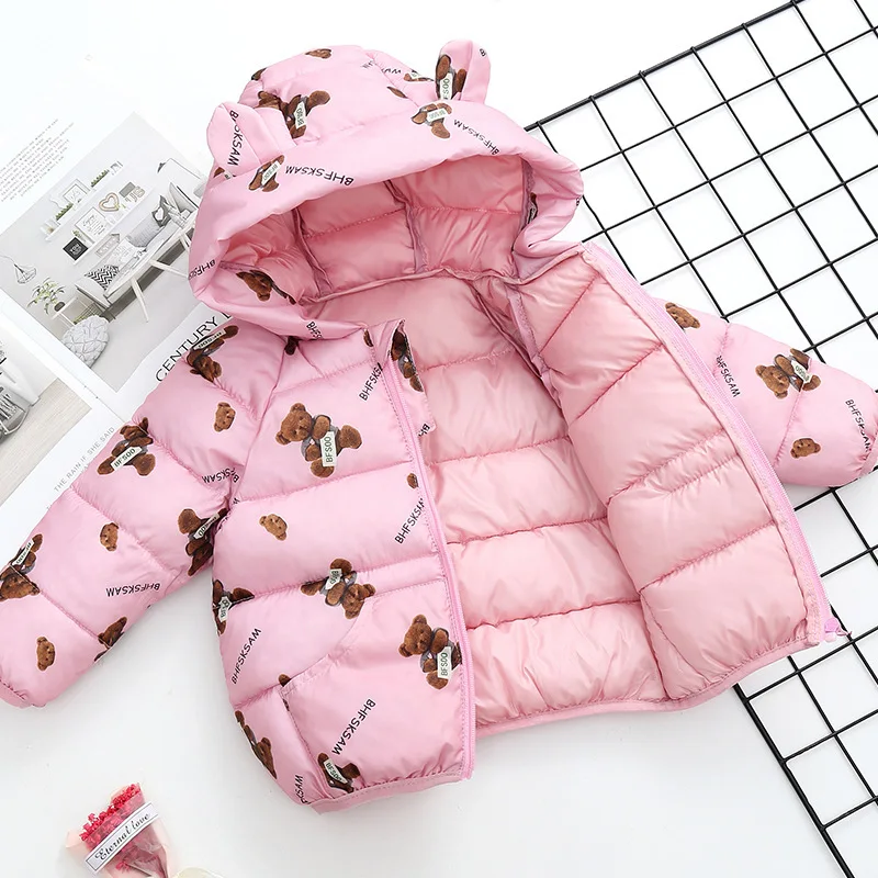 Fashion Infant Toddler Down Jackets Winter Down Jackets For Baby Girls Outerwear Boys Cartoon Bear Coat  New Children's Clothing