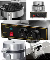 Electric Waffle Double Head Maker Cake Furnace Heating Machine Round Waffle Making Machine Commercial Nonstick Kitchen Appliance 2