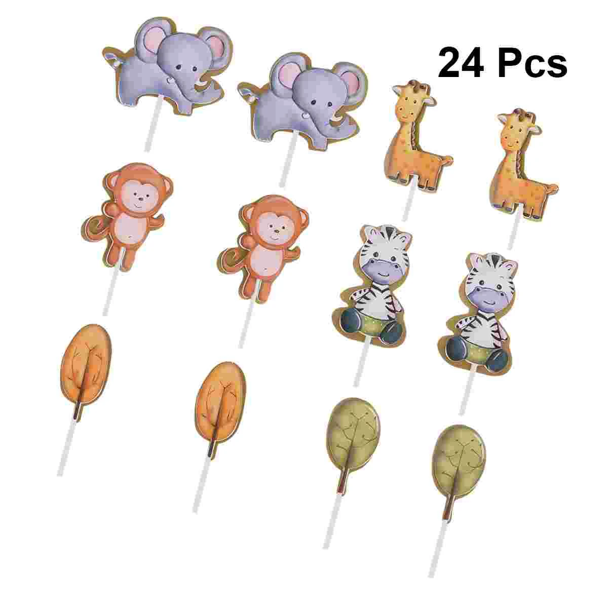 36 PCS Jungle Animals Cupcake Toppers Lion Monkey Zebra Hippo Giraffe