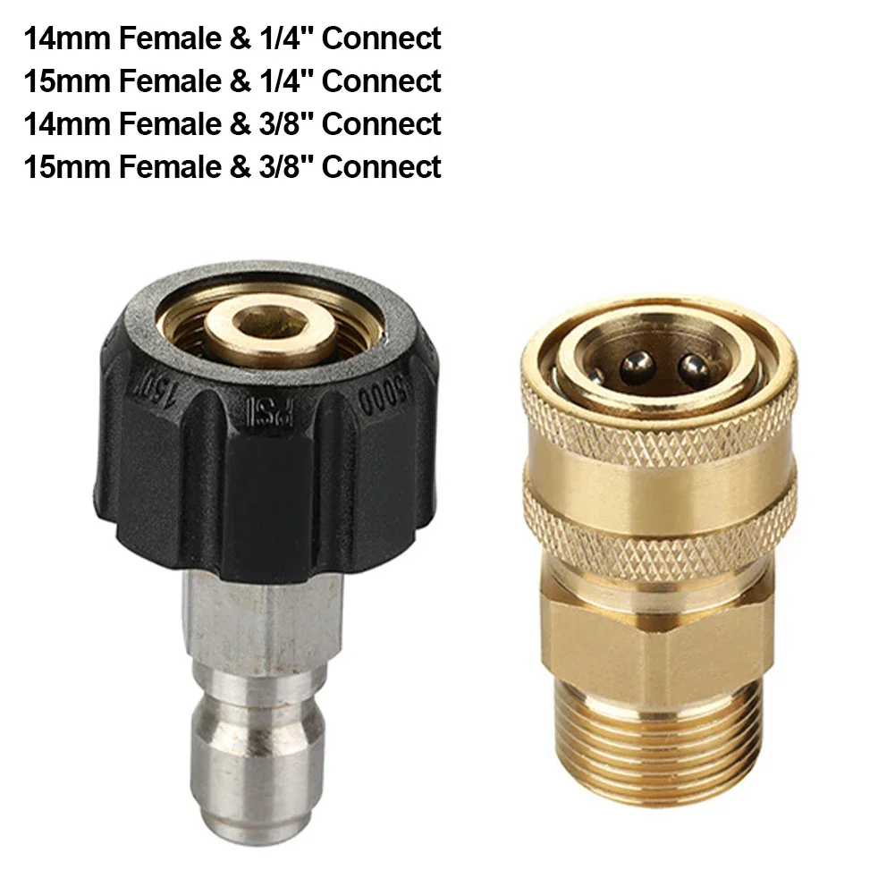 

2Pcs Pressure Washer Adapter Kit M22 14mm / 15mm Female Swivel to Quick Connect 3/8'' or 1/4" Release Set Nozzle