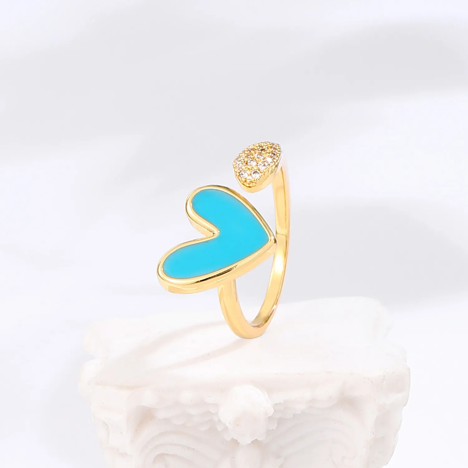 2021 INS Color Rainbow Fashion Rings For Women Finger Jewelry Clear CZ Colorful Neon Enamel Open Adjusted Dome Ring