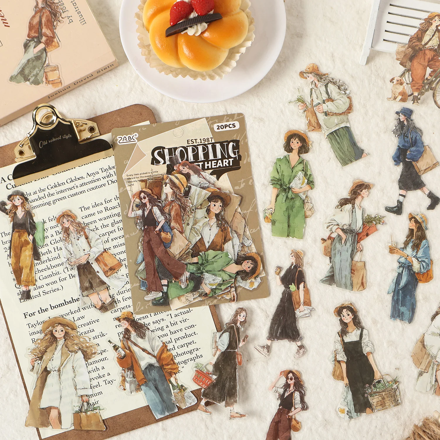 지아메이 20개입 편안한 생활 시리즈 귀여운 캐릭터 PET 스티커 DIY 다이어리 폰 케이스 감성 스크랩북 스티커