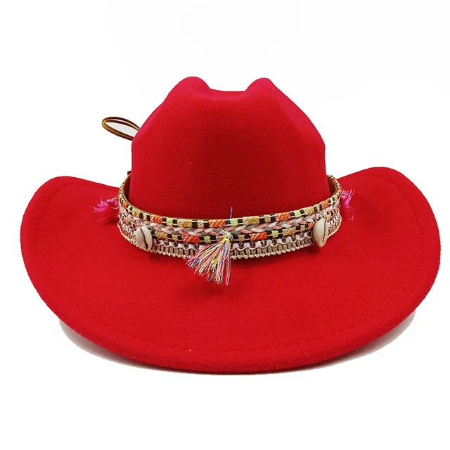 Ethnic Style Cowboy Hat Fashion Chic Unisex Solid Color Jazz Hat With