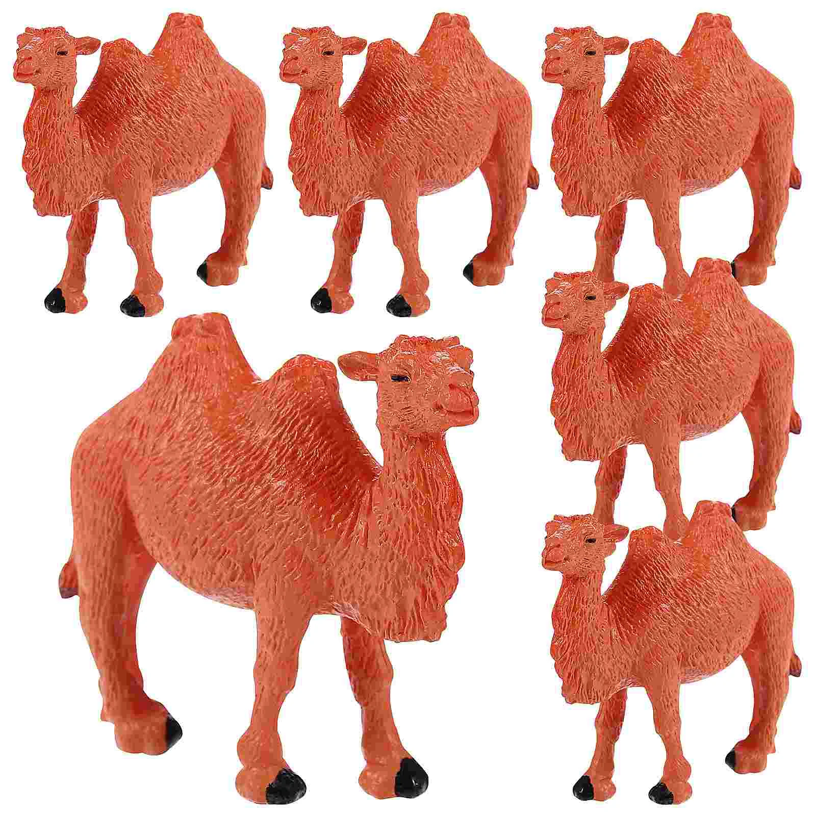 

Миниатюрные модели игрушек с имитацией верблюда, 6 шт., статуи, игрушки из ПВХ, яркие реквизиты