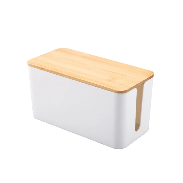 Cable Storage Box Wooden Power Line Storage Case Dustproof Charger Socket Organizer Wire Case Home Cable Winder Organizer 6