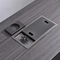 Hidden Stainless Steel Kitchen Sinks Handmade Single-slot Home Island Bar Mini Small Sink with Cup Washer and Vegetable Basin 1
