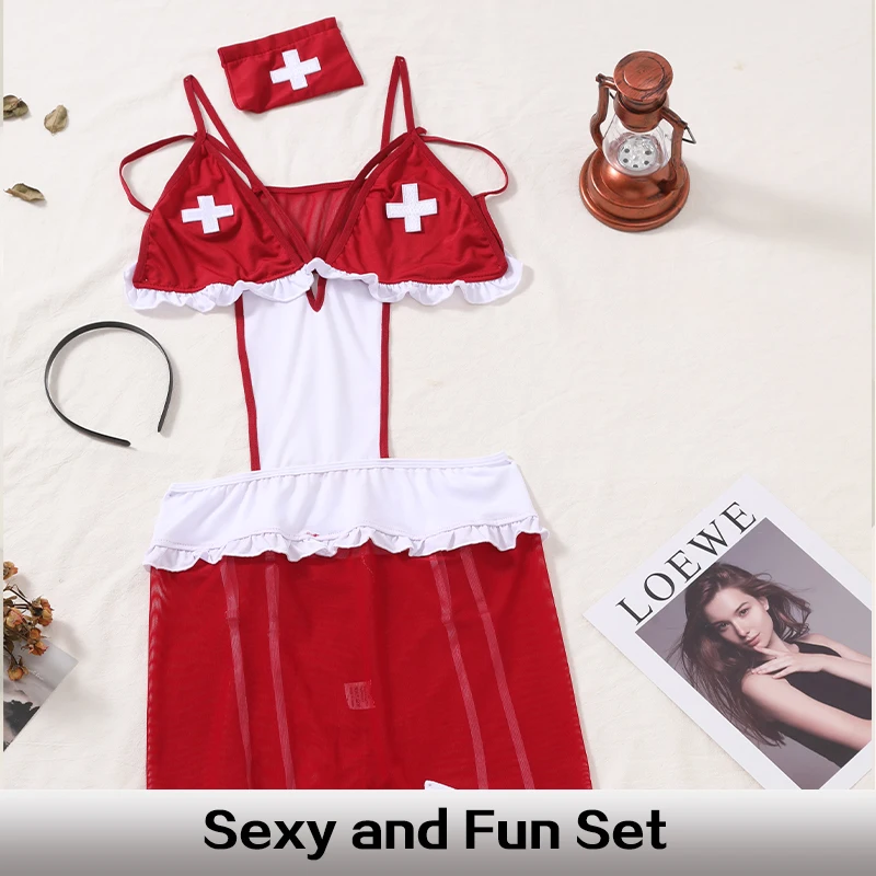 Sexy-Nurse-Lingerie-Costume-Cosplay-Suit-Womens-Sexy-Underwear-Lingerie-Costume-Red-White-G