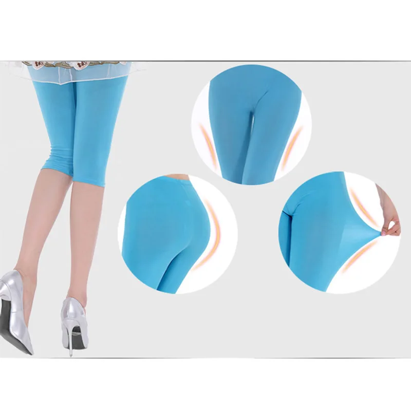 sheer Ice Silk Seamless Leggings Super Elastic Candy Color Thin Soft Sports Skinny Slim Fit Cropped Trousers Leggings For Women
