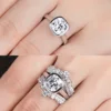 AnuJewel 3ct D Color Cushion Cut Moissanite Bezel Engagement Wedding Ring 925 Sterling Silver Rings For Women Jewelry Wholesale 6