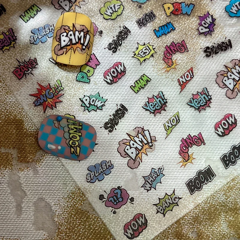 3D Colorful Letter Design Nail Art Stickers Uppercase Alphabet Letters Artistic Designs DIY Nail Art Decals Decoration