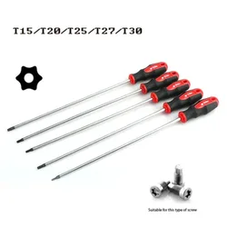 Extra Long Magnetic Torx Screwdriver with Hole - 400mm Steel - Home Repair Hand Tool (5 - piece set)