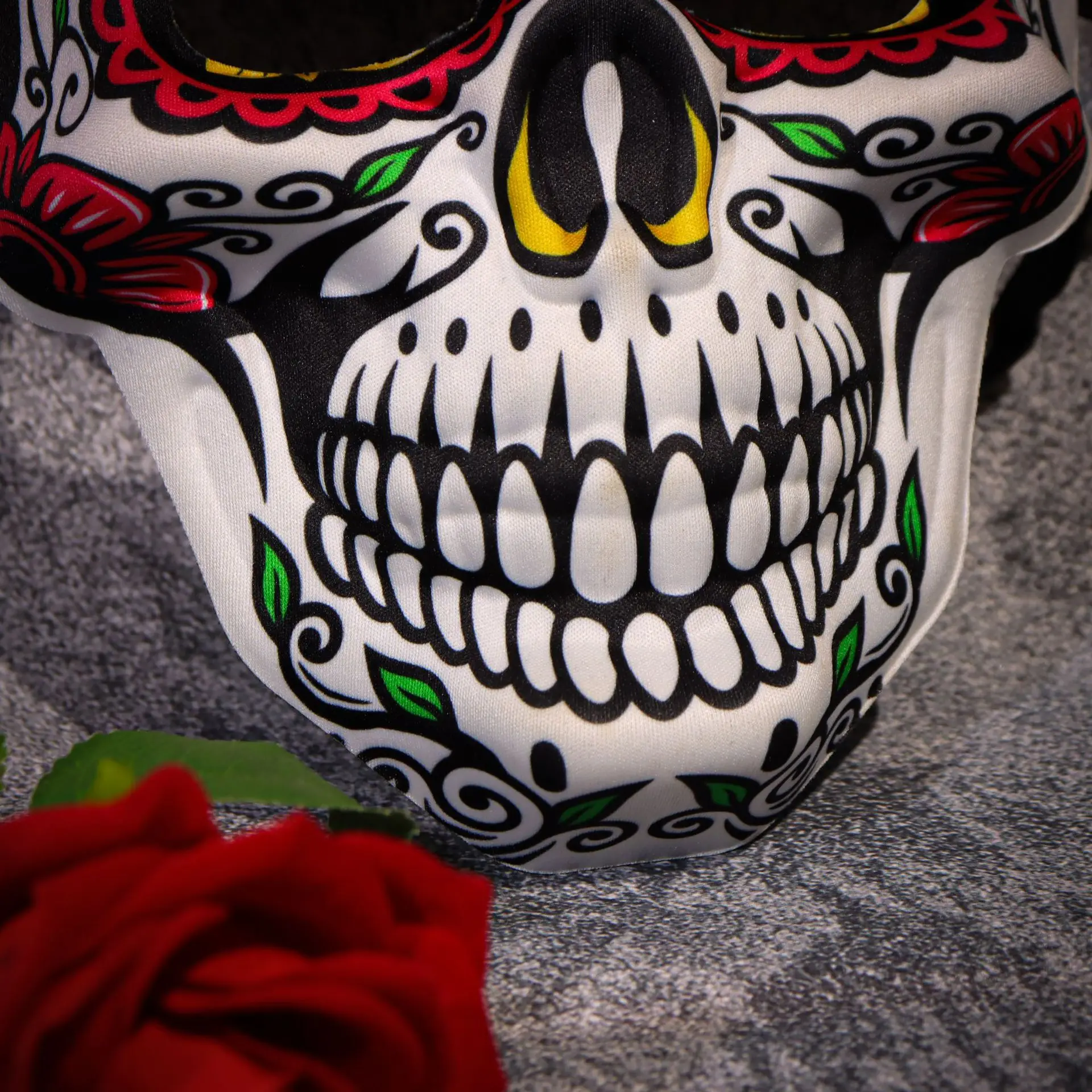 Spooky Day of the Dead Sugar Skull Mask – Festive Cosplay Party Accessory for Halloween Celebrations