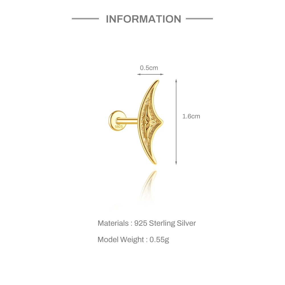 CANNER 925 Sterling Silber Hohle Lotusblüten-Krone Flacher Rücken Innengewinde Piercing-Ohrring für Frauen INS Zierlicher Luxus – Detail 2