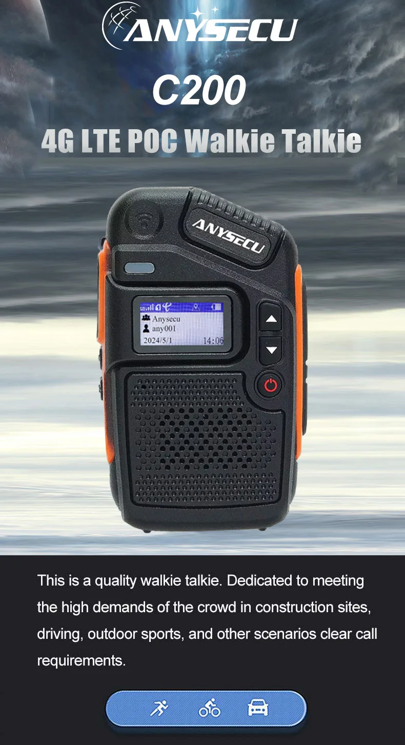 C200 4G Network Radio Real-ptt Long Talk Distance RTOS System Type-C Charging GP