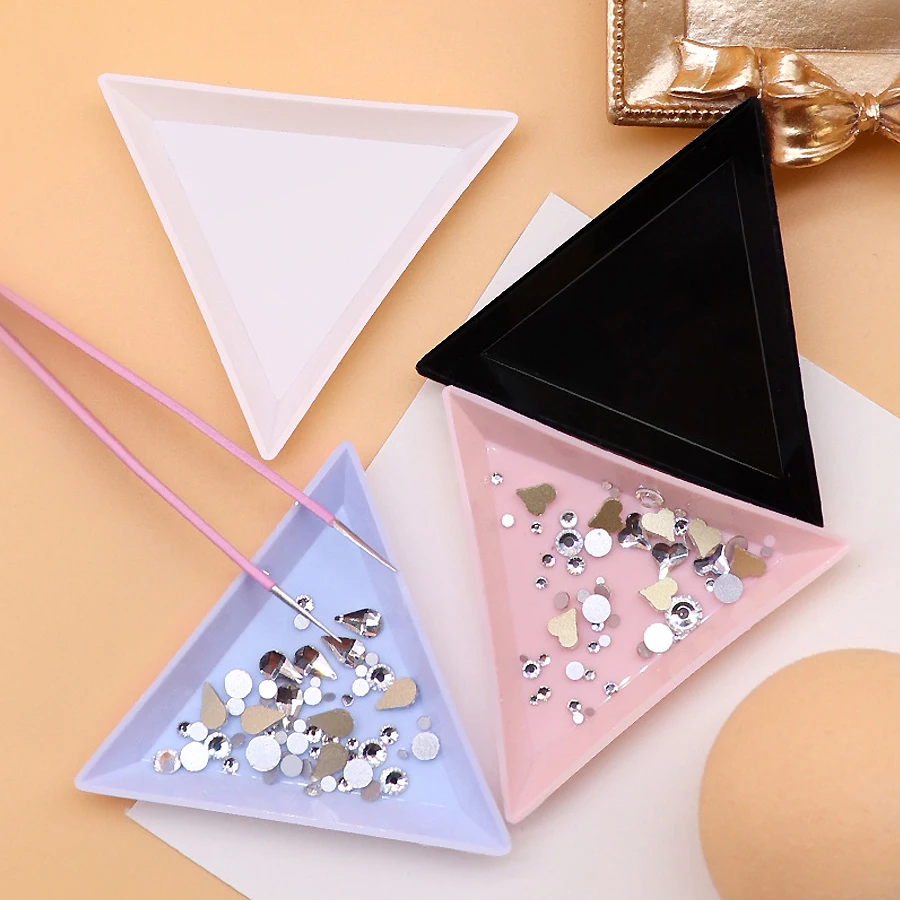 5 Stück dreieckige Nail Art Organizer Tablett Diamant Strass Aufbewahrungsplatte Salon Zubehör für Nail Art – Detail 1