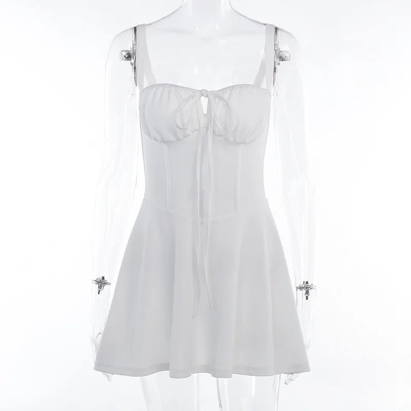 Sexy Spaghetti Strap Bodycon Lace Up Women Dress Fashion Bag Hip Skirt Sweet Party Evening Dress Elegant Slim Vestido