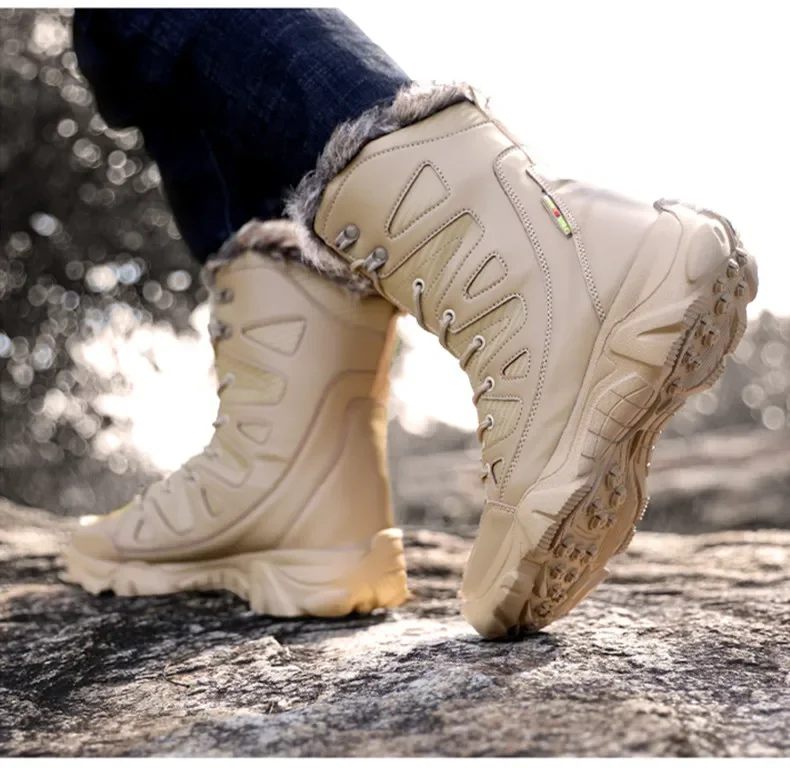 Winter Wasserdicht Männer Stiefel Plüsch Super Warm Schnee Stiefel Männer Turnschuhe Stiefeletten Outdoor herren Wüste Stiefel Botas Hombre – Detail 16