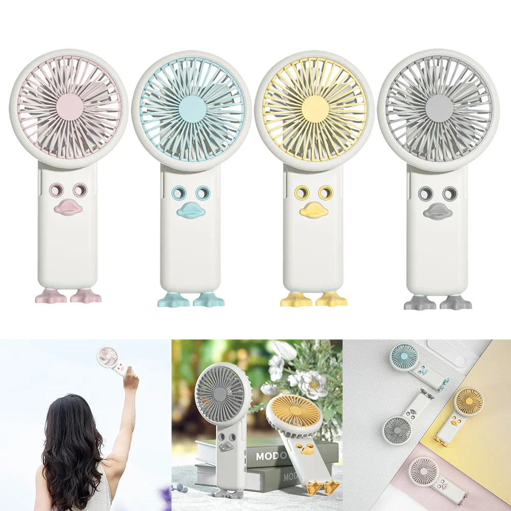 USB 충전 소형 개인 선풍기, 귀여운 오리, 휴대용 미스트 선풍기, 접이식 데..
