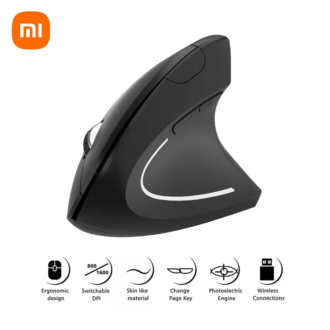 Wireless Gaming Mouse Xiaomi Wireless Vertical Mouse Bluetooth 2.4GHz Ergonomics 1600DPI Adjustable Offices Optical Electronic