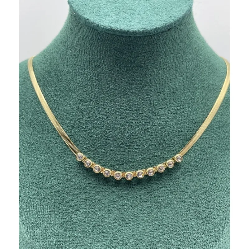 

Light Luxury Cold Wind Minority Dazzling Zircon Inset Snake Bone Neck Chain Necklace Female Gold Necklace for Women