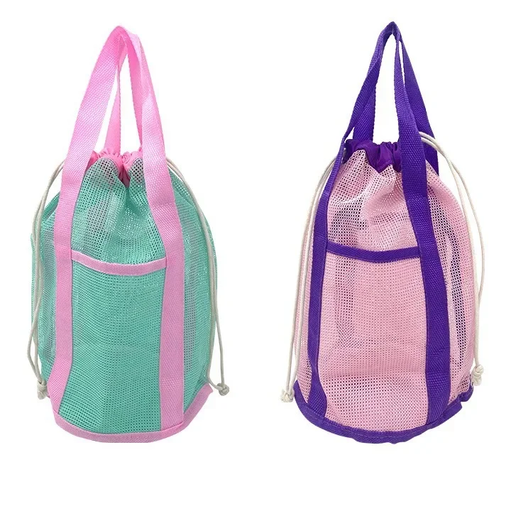 Mesh Swimming Bag For Children Portable Beach Bag Foldable Beach Toys Basket Storage Kids Outdoor Children Swimming Dry Sack